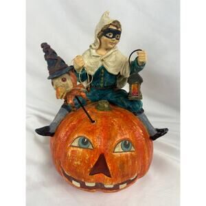 Bethany Lowe Designs Halloween Pumpkin Rider Lantern Figure Folk Art